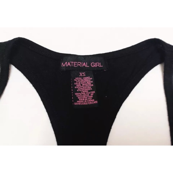 Material Girl XS Sequin Tank Top Racer Back Black - Picture 2 of 4